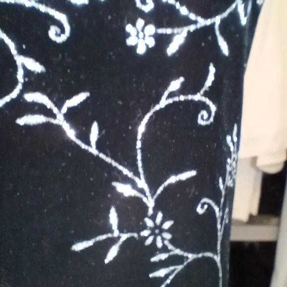 Vintage Sparkle Dress, Black Velour/Silver Sparkles, Sleeveless, Knee Length, M - Picture 9 of 11